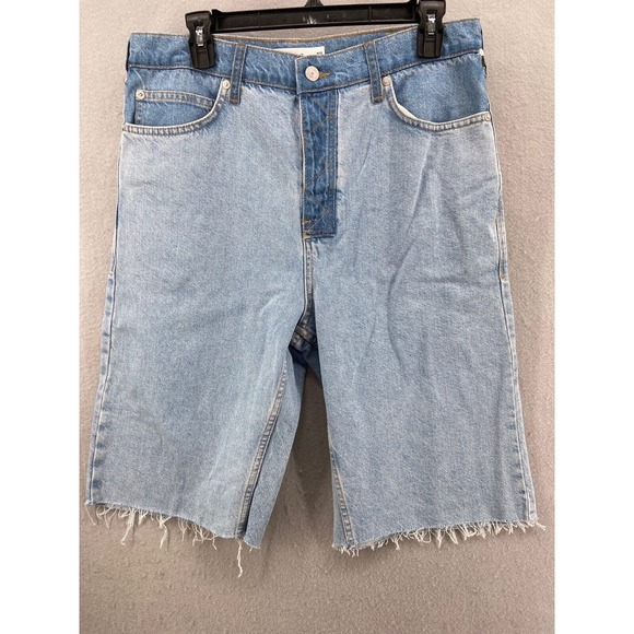 Topman Shorts Mens Sz 32 Slim Cut Off Denim Shorts Raw Hem Pockets Buttons Fly‎ - Picture 1 of 10